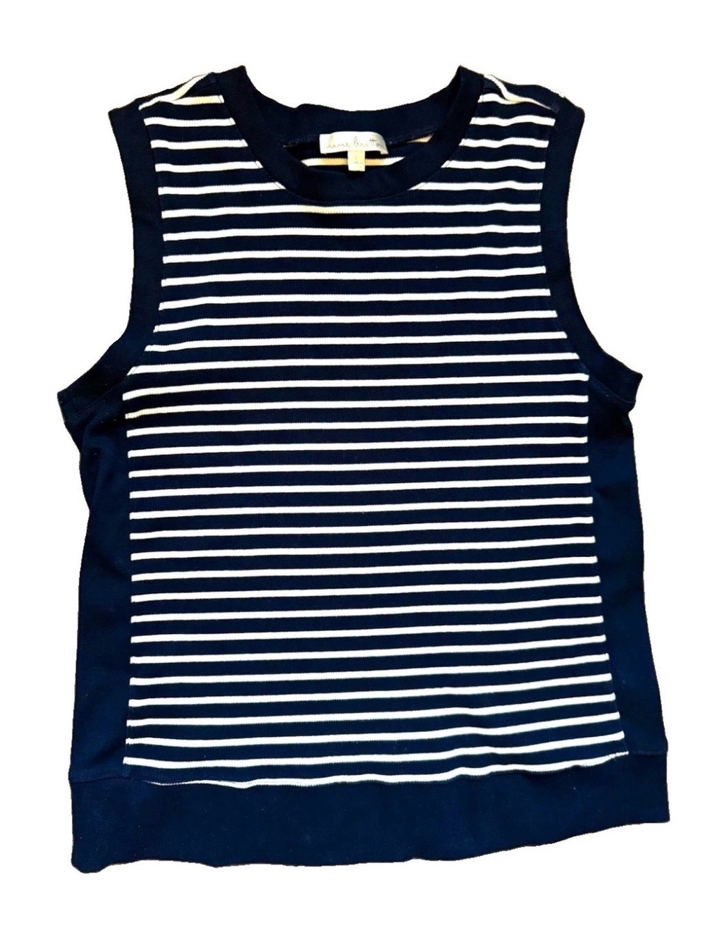 Nine Britton Women’s Large Navy White Striped Sleeveless Knit Top